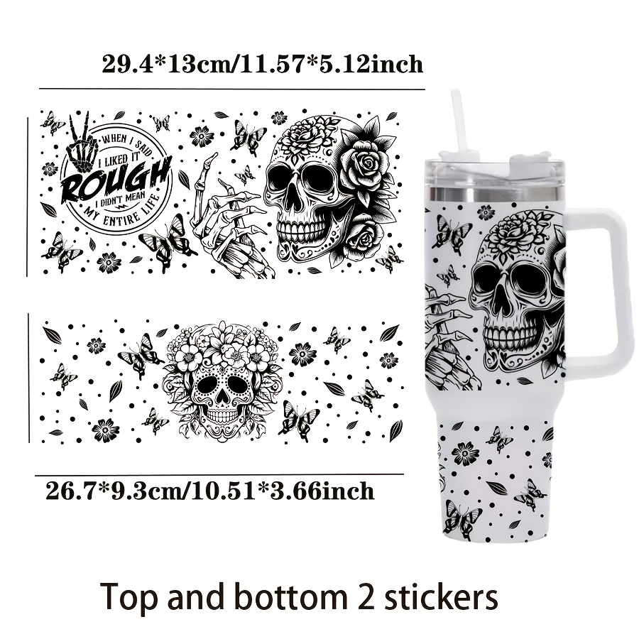TEMU Set Of 2 Uv Dtf Transfer Papers, Compatible With 40-ounce Glass Cups, High Quality And Scratch-resistant 3d Crystal Labels For Packaging