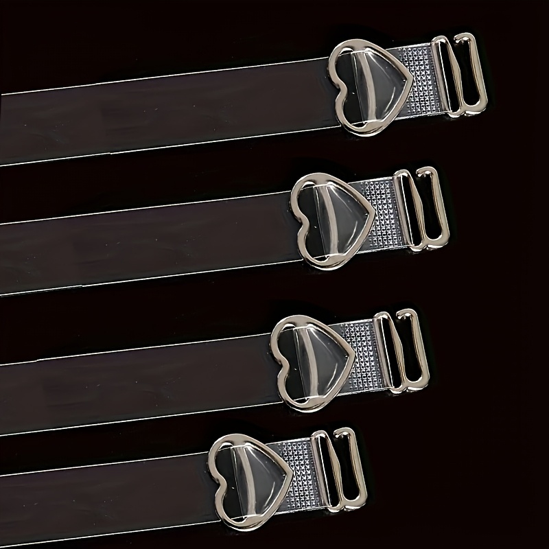 TEMU 4pcs Adjustable Heart Bra Straps - Detachable, Elastic, Non-slip, Comfortable, Soft & Stylish Underwear Accessories For Women, Fashionable Bra