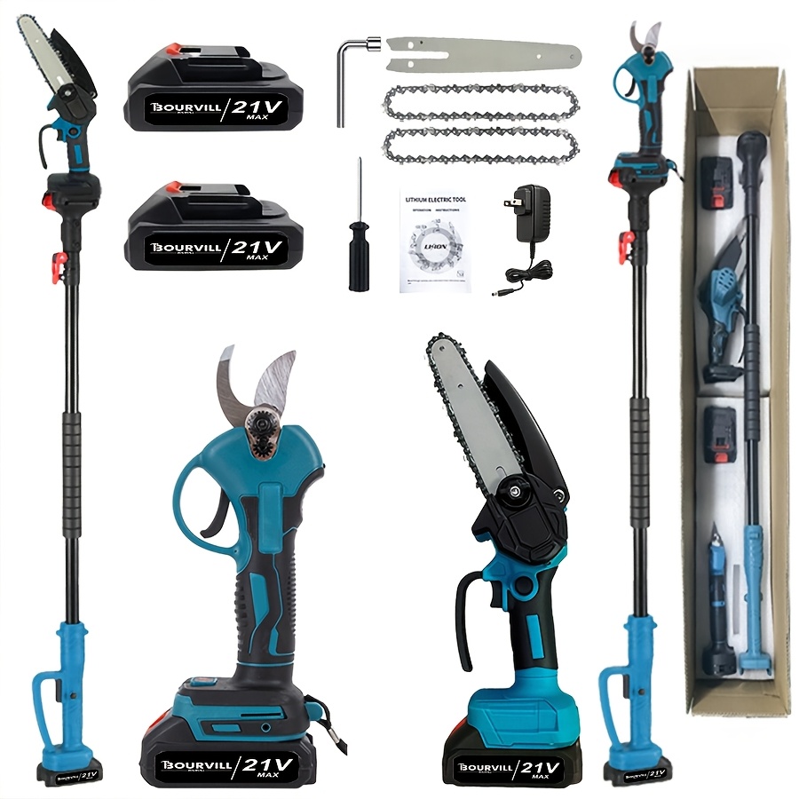 TEMU Electric Saw 1pc Set/ Pole Saw 2pcs Set, Safety Lock - Suitable For Tree Pruning, Garden, Gardening Maintenance, Landscaping - , Outdoor Cutting