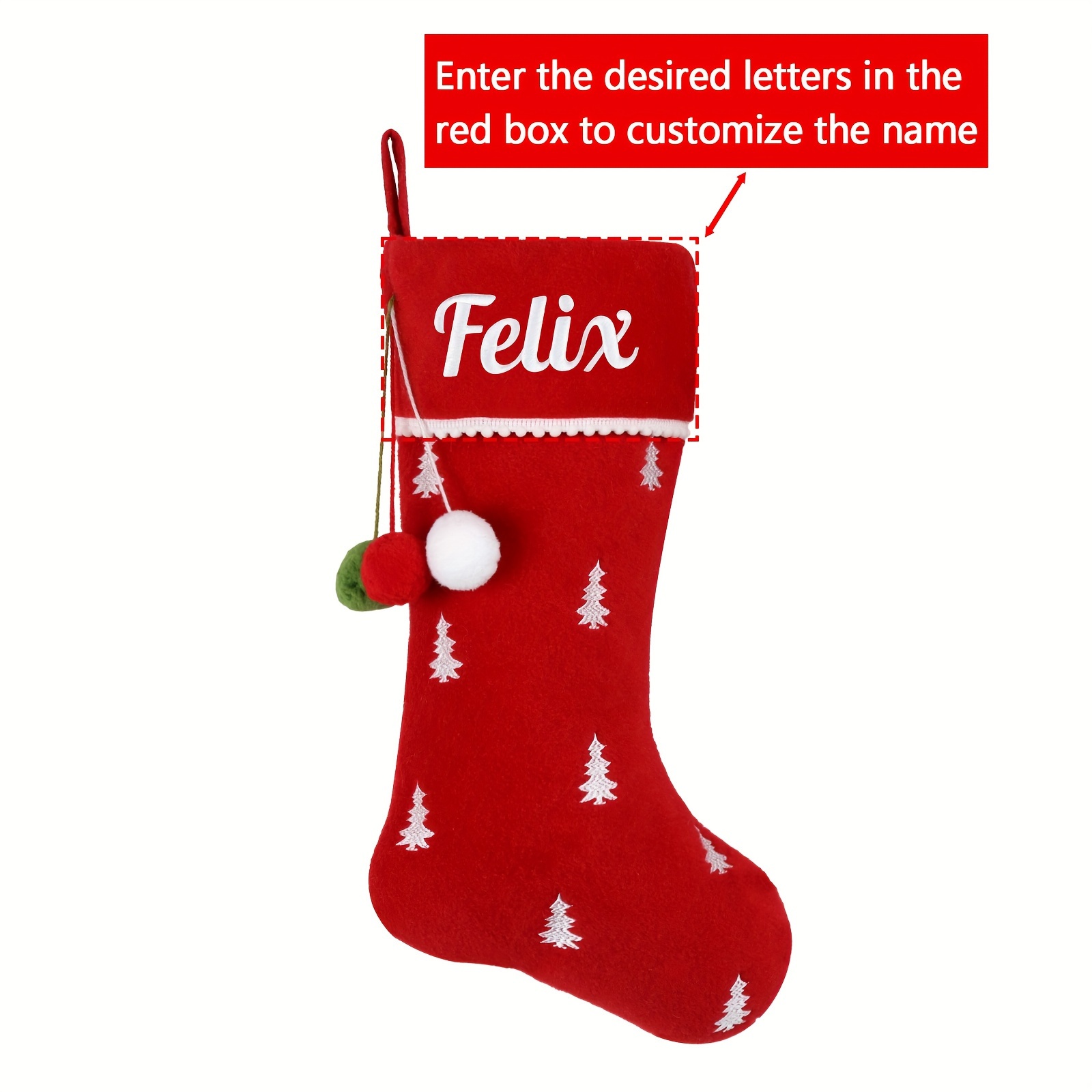 TEMU [customer Favorite] Customizable Large Christmas Stockings - Personalized Red & Ornaments Embroidered Design, For Family