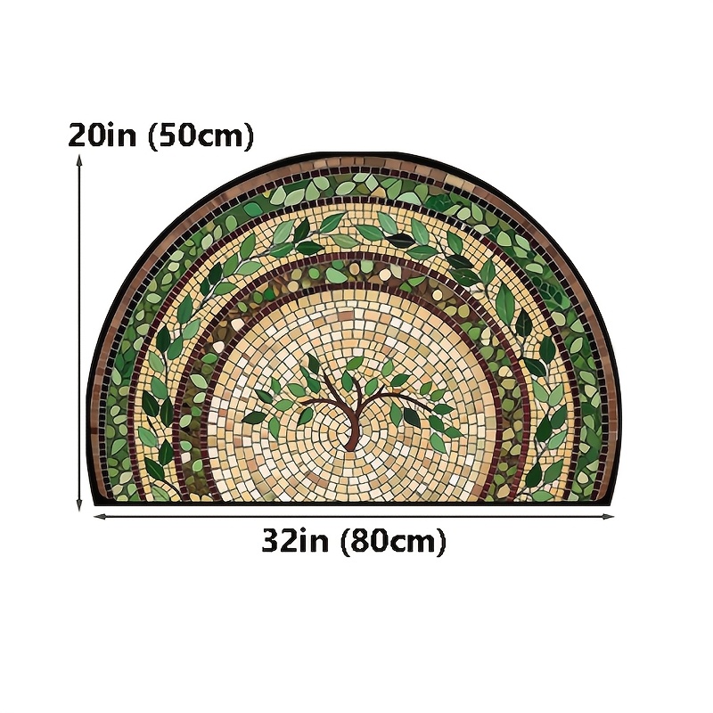 TEMU Ethnic Style Door Mat - Semi-circular, Washable Retro Print, Indoor/outdoor Welcome Mat For Home, Kitchen, Courtyard - Ideal For Holidays &