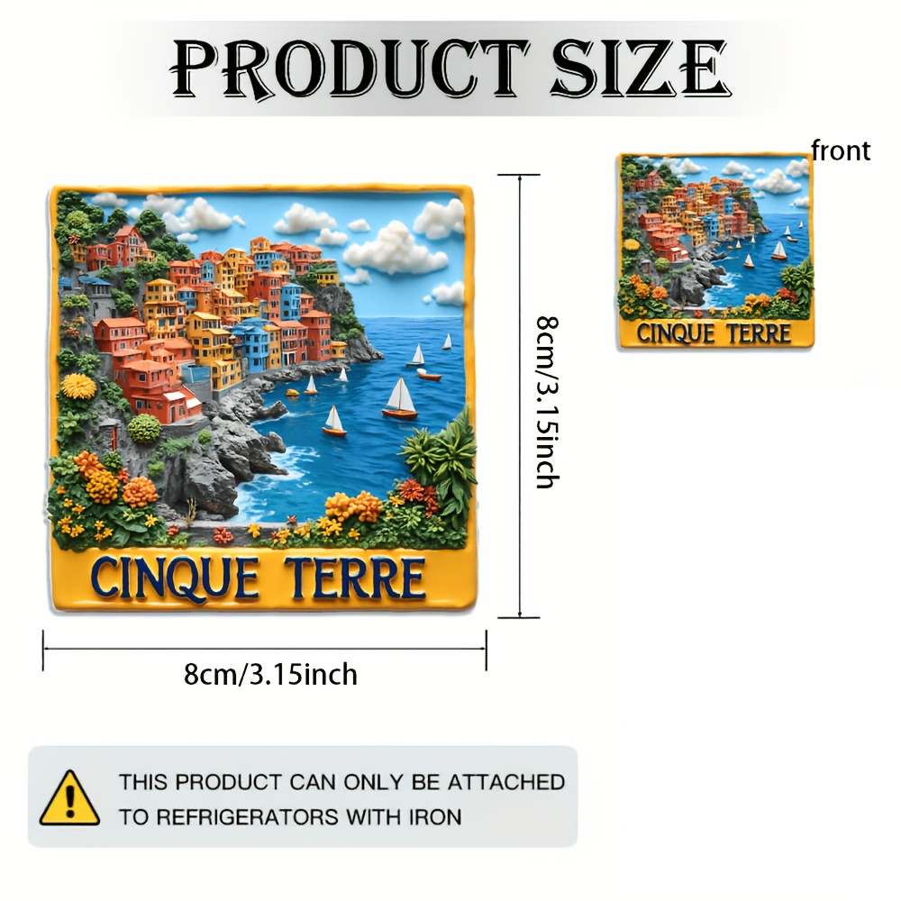 TEMU 1 Italian Magnet- 5 Fishing Villages Town Refrigerator Decoration, With Strong Adhesive, Suitable For Refrigerator And Kitchen; Travel Souvenir