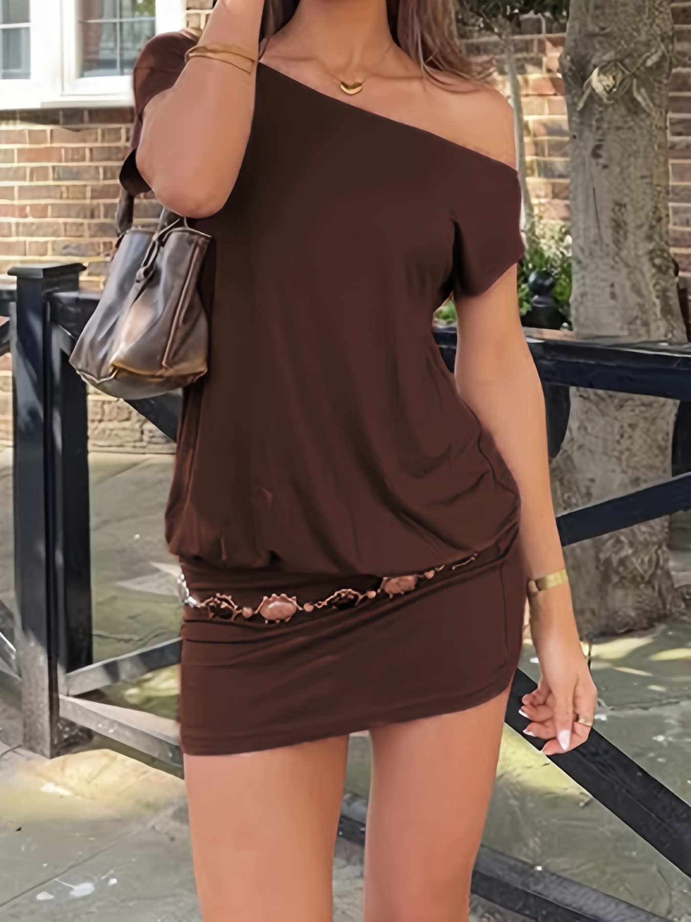 women' way wear shoulder batwing sleeve bodycon mini - Temu United Kingdom