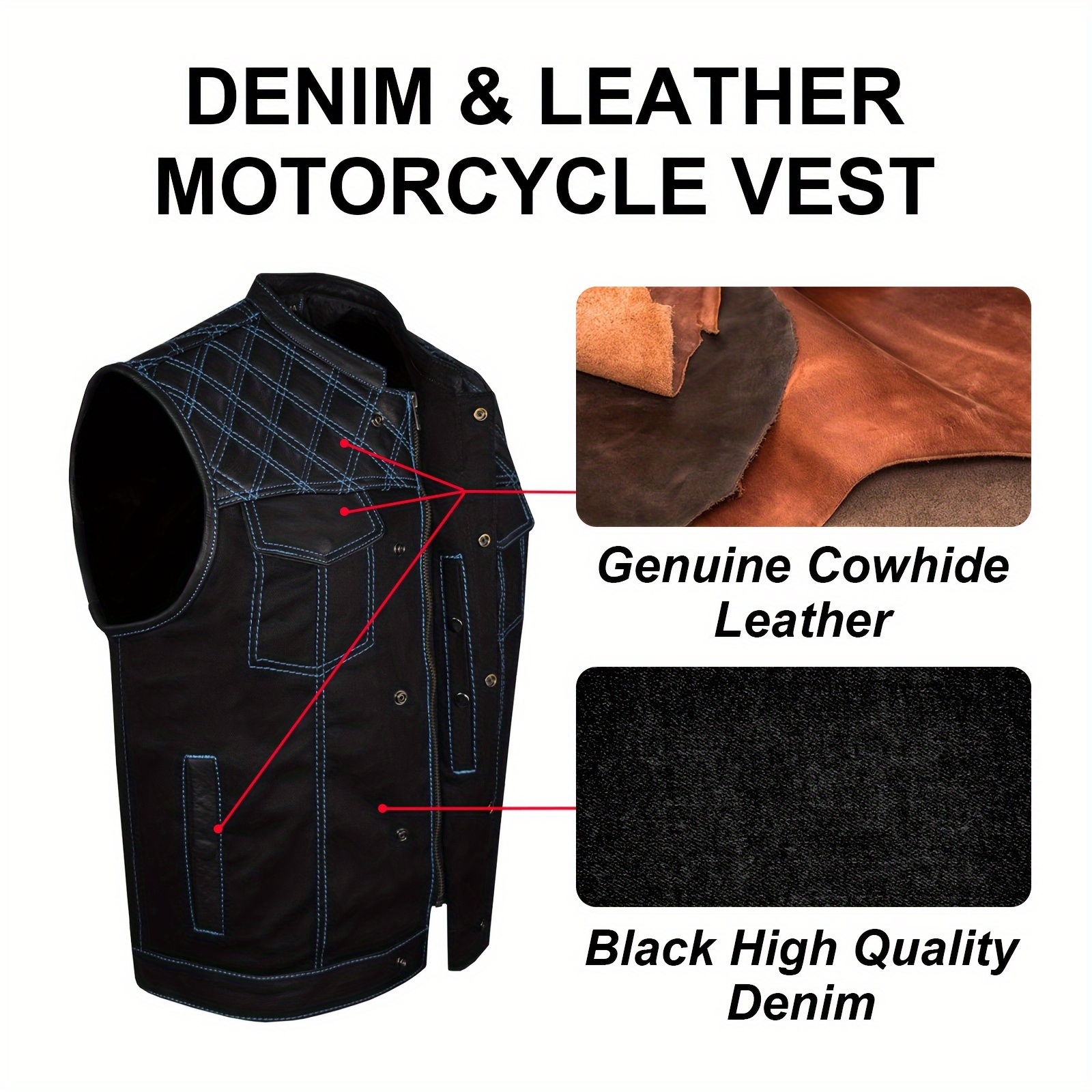 rider faux leather vest - independent rider - no club - usa