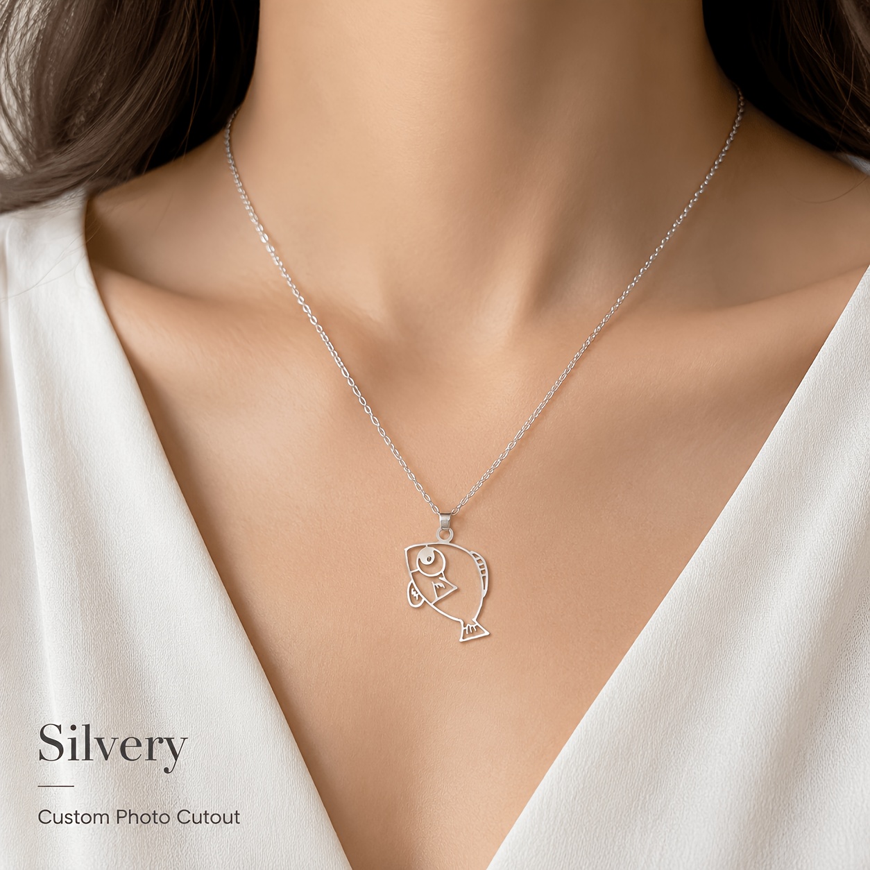 Image of Custom 1pc Elegant 18k Gold-plated Stainless Steel Diy Hand-painted Picture Laser-cut Women's Pendant Necklace, Perfect Gift For Family, Anniversary Gift