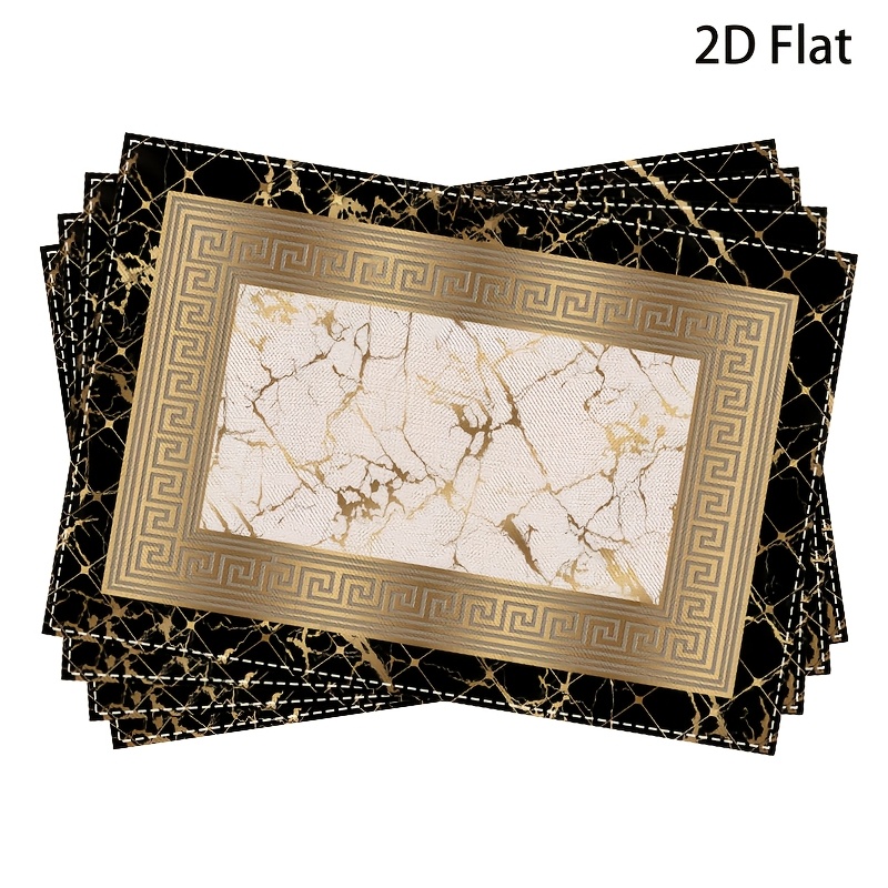 TEMU 4/6pcs, Black And Print Placemat Set, Decorative Luxury Greek Table Mats For Kitchen Dining Room, Elegant Modern , Casual And Formal Dinner Home