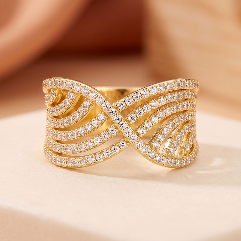 Women's Hollow Intertwined Ring with Sparkling Zirconia