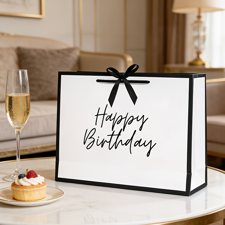 E-shop Geschenk für Sie/Ihn 1 Happy Birthday Geschenktüte, Geschenktüte mit Buchstaben-Aufdruck aus Papier, leichte faltbare Einkaufstasche,