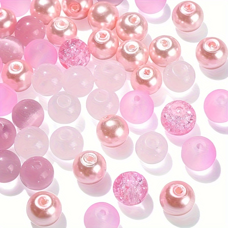 

100pcs 8mm Frosted Acrylic Beads - Assorted Styles For Making, Couples Bracelets & Necklaces, Ideal For Valentine's Day Gifts