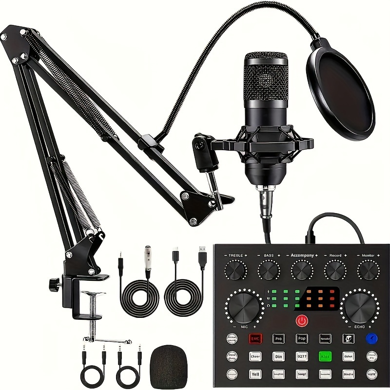 

Podcast Equipment Bundle, Audio Interface With All In 1 Live Sound Card And Bm800 , Podcast Microphone, Perfect For Recording, Broadcasting, Live Streaming