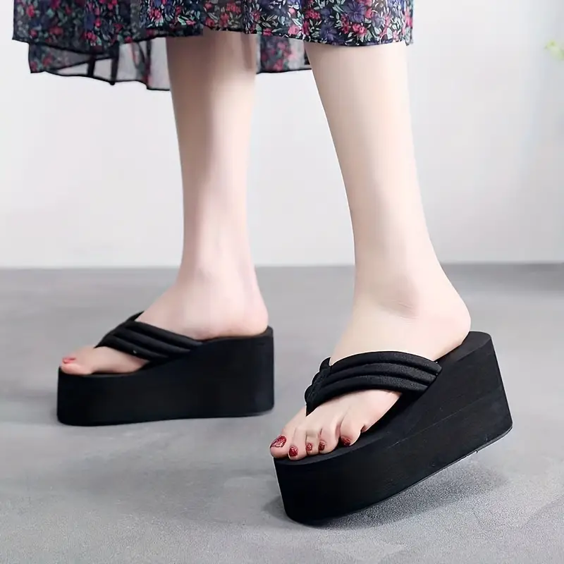 womens wedge flip flops fashion summer platform slide shoes casual outdoor beach slides details 4