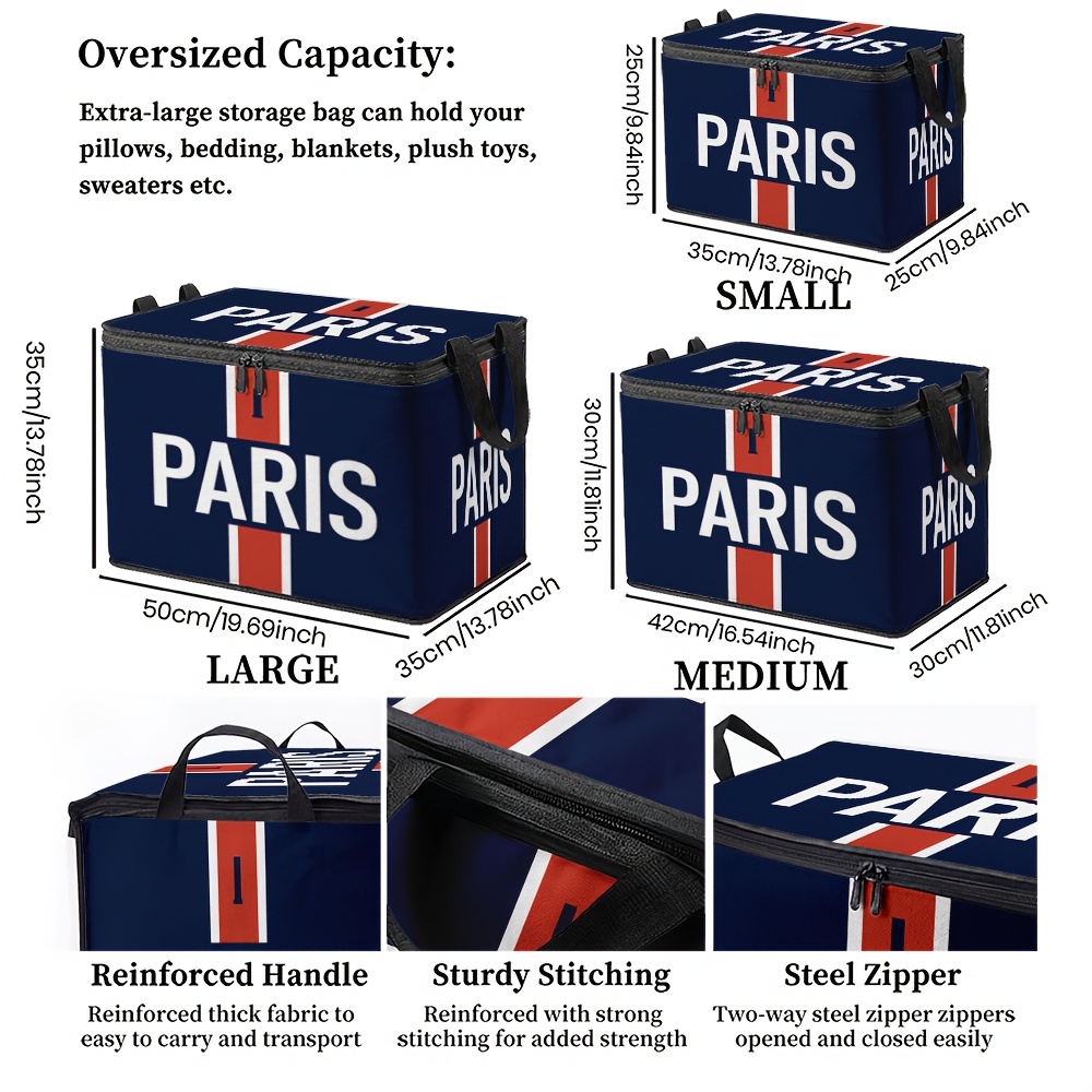 TEMU Boîte de rangement 1 pièce à grand volume avec couvercle rabattable, motif imprimé sur le thème de , fermeture éclair robuste et durable, et