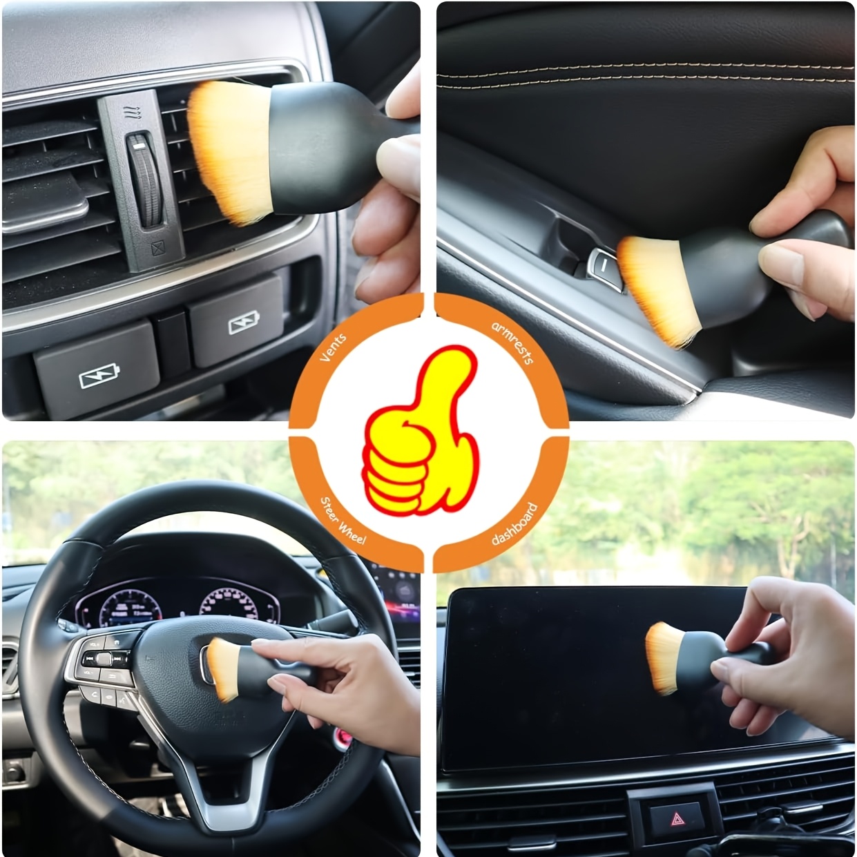 Compact Car Detailing Dust Brush with Cover ? Ergonomic Handle for Easy Grip, Soft Bristles for Interior Cleaning, Fits Air Vents, Dashboards, Computers, and Keyboards, Dashboard Detailing | Protective Cover | Transparent Storage