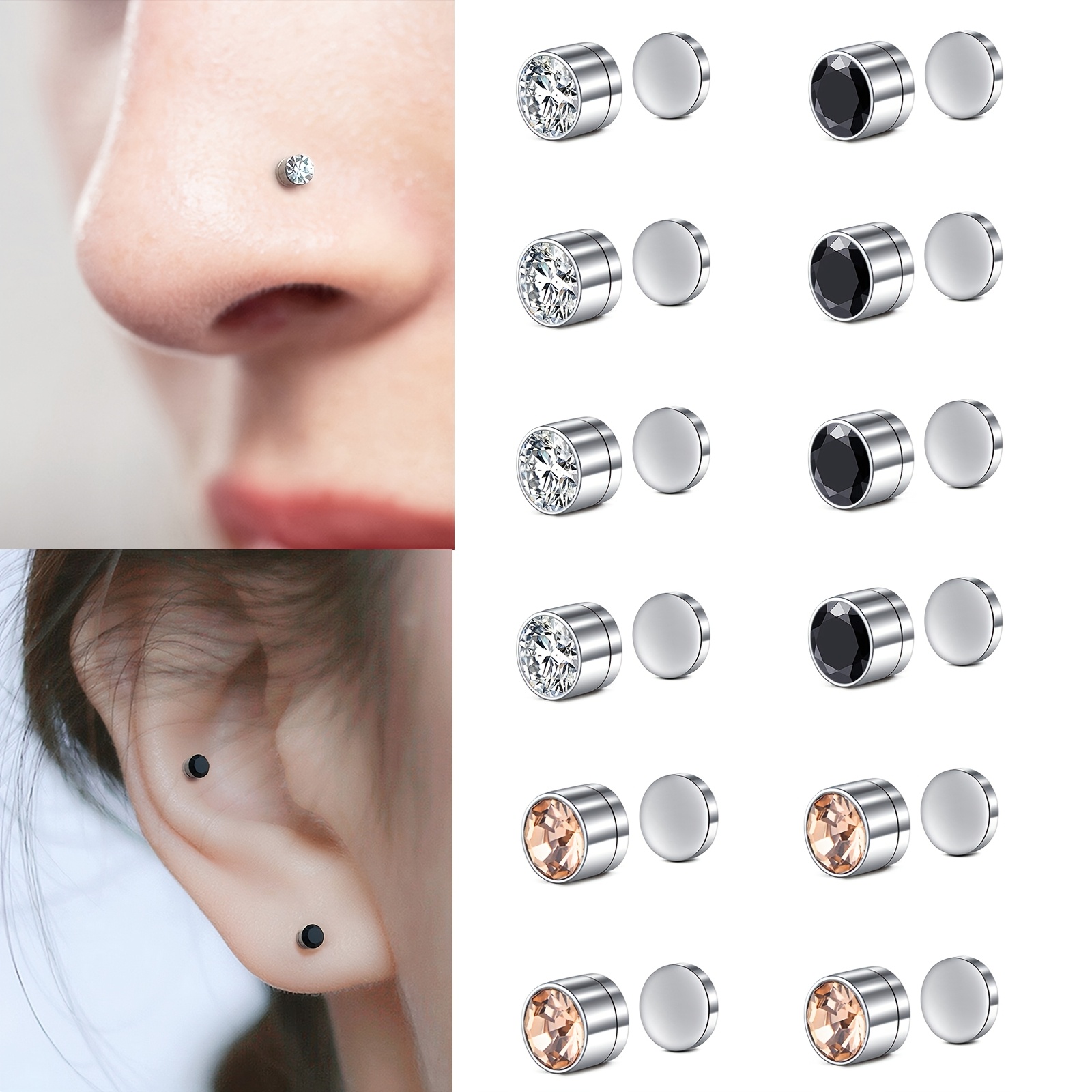 Diamond Nose Pin Magnetic Stud Nose Piercing Buy Magnetic Nose