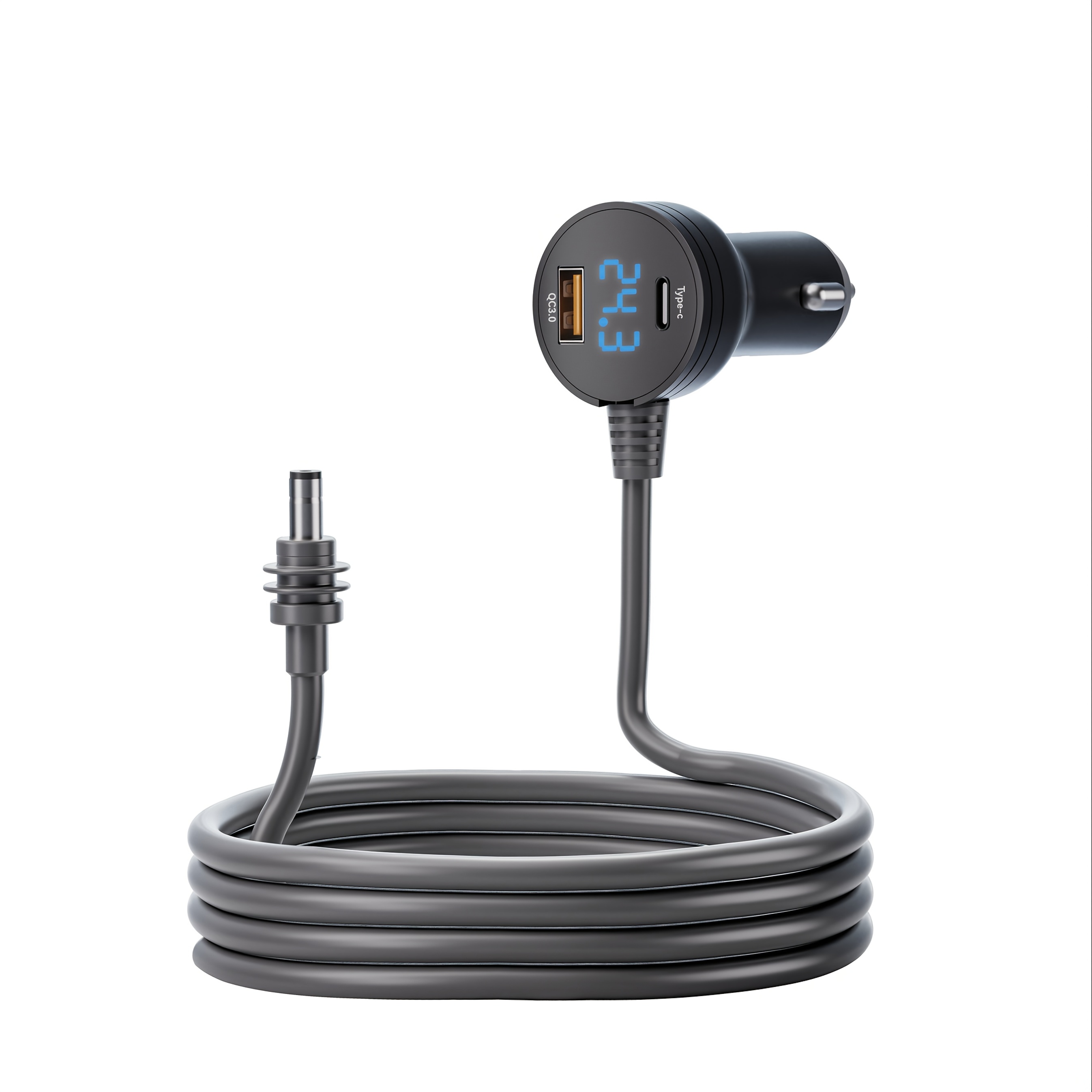 TEMU /10ft Power Cable Compatible With Starlink Mini, 3-in-1 Car Charger Adapter With Plug, Pd 40w Type-c & Qc3.0 35w Usb Ports, Led Digital Voltage