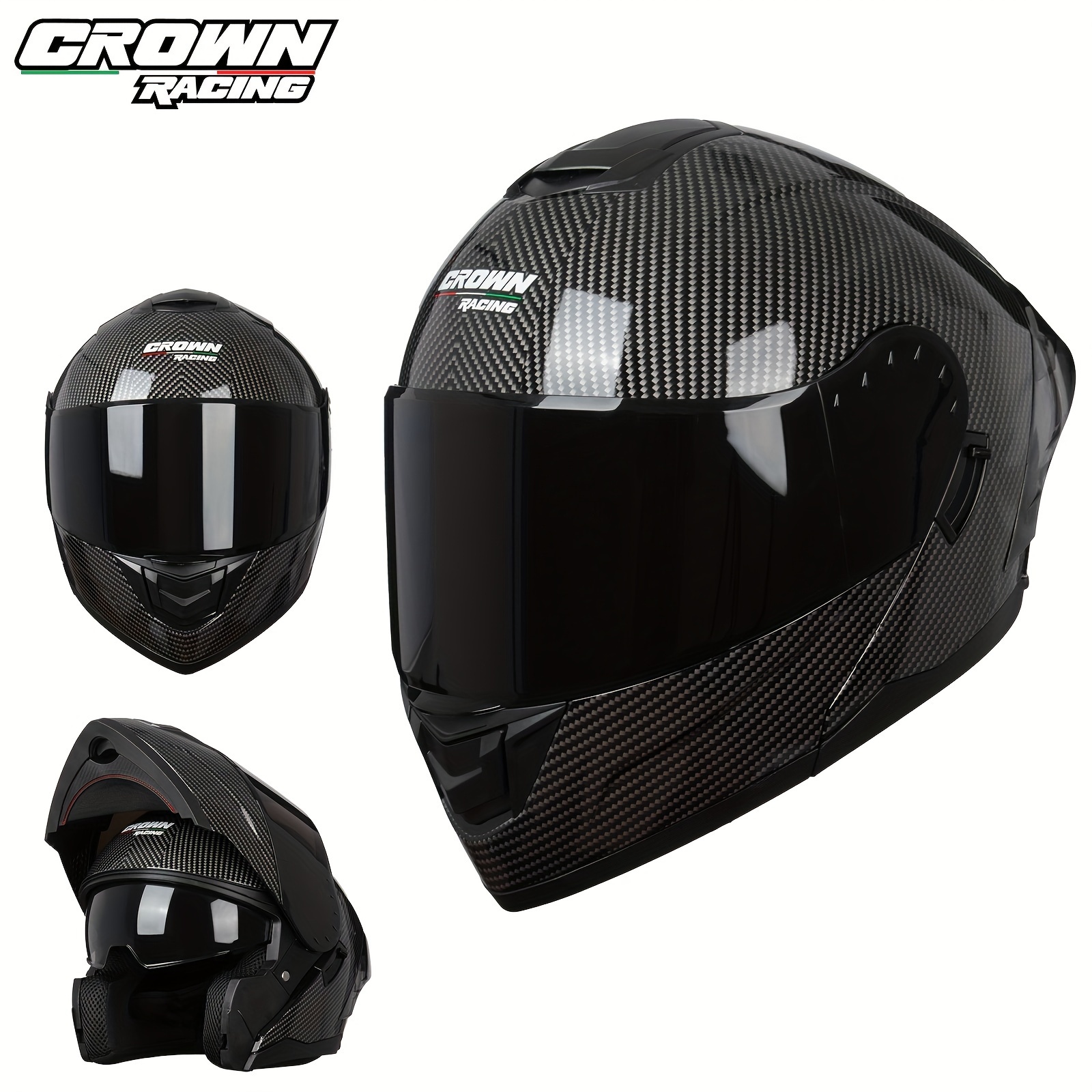 

Motorcycle Dual Visor Flip Up Modular Open Face Helmet For Man Dot Authentication Motorcycle Helmet With Tail Wing Double Lens