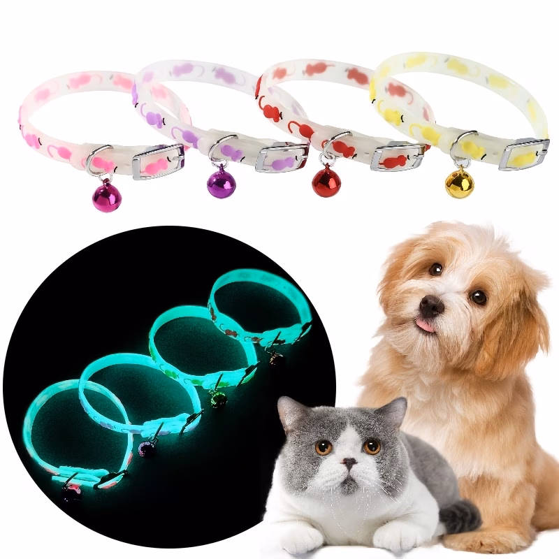 random color in the dark collar cute glowing pet collar for luminous pet collar glow in the dark collar with paw print safety anti loss collar suitable for small dogs and cats in multiple colors Product details 3