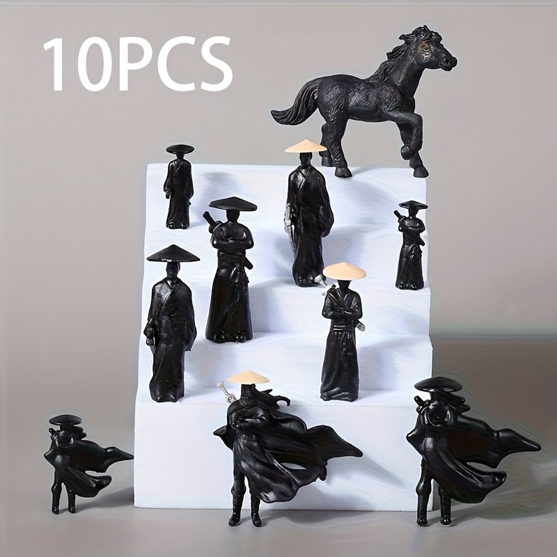 TEMU 10pcs Chinese Martial Arts Figure Statues, Ancient-style Jianghu Interior Dashboard Decorations, Traditional Martial Arts Warrior Interior