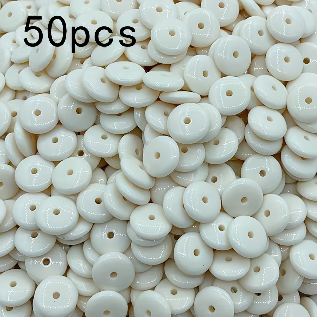TEMU 12*4Mm 50pz Perline Acriliche Bohemien in Colori , Perline Piatte Bianche per Creazione di Gioielli, Inclusi Braccialetti, Collane, Orecchini e