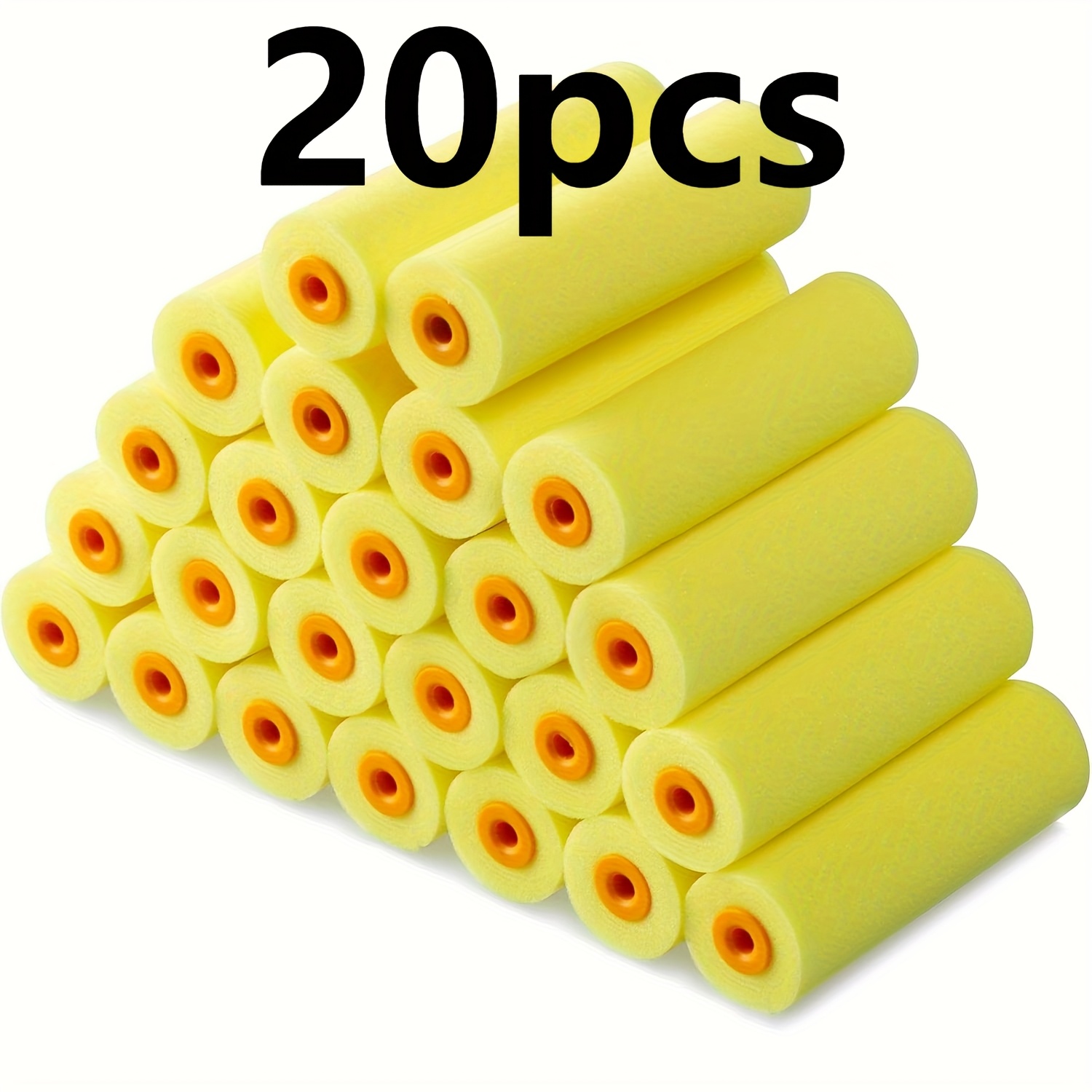 TEMU 20pcs High Density Foam Paint Roller Covers - Mini Paint Rollers With Orange , Durable Polyester For Home Painting, Edging Walls, Cabinets,