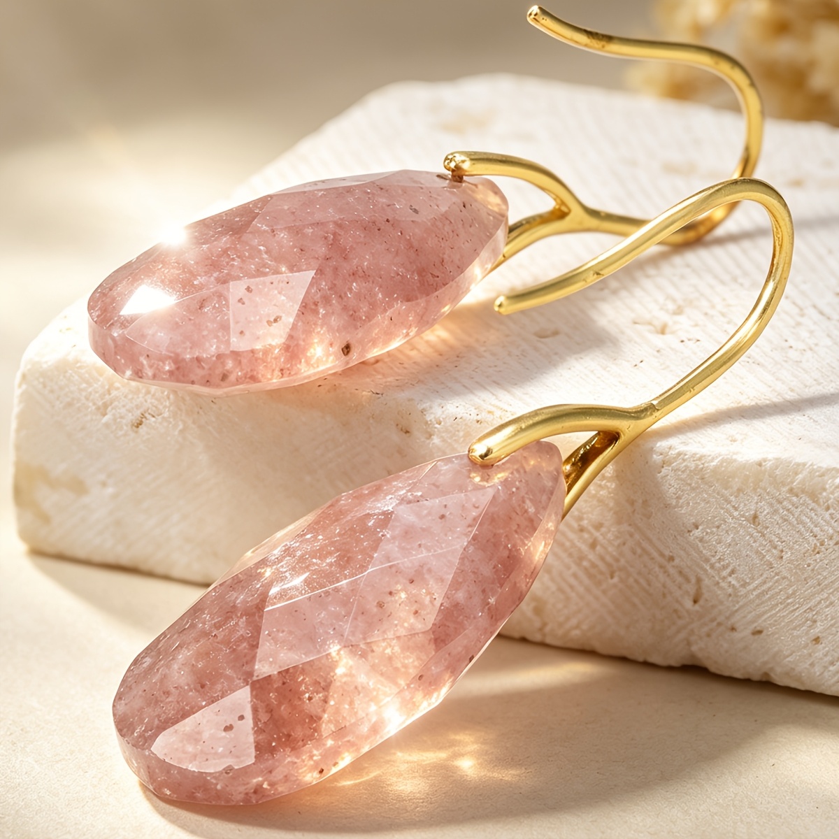 TEMU 1 Paire de Boucles d'Oreilles Pendentifs en Quartz avec Longues d'Eau, Boucles d'Oreilles Bohèmes pour Femme, Accessoires Élégants pour Homme et