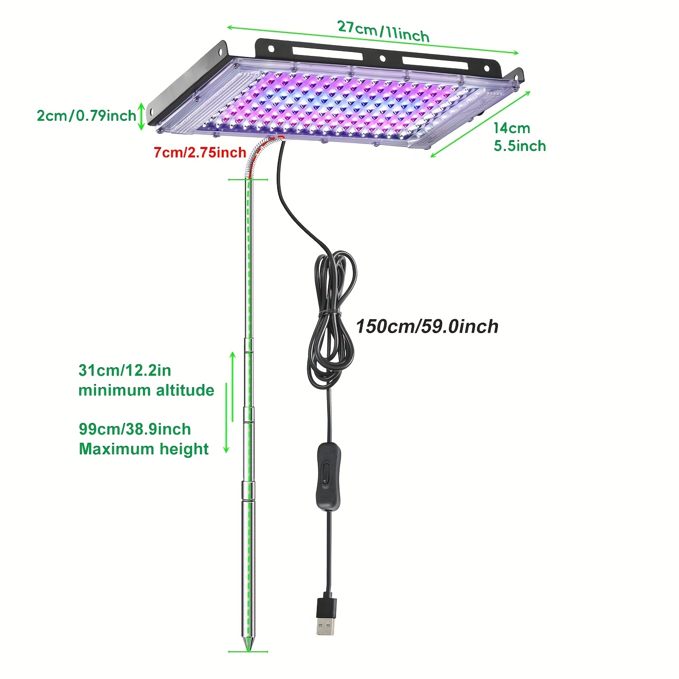 E-shop 144 LED Vollspektrum Pflanzenlampe, Höhenverstellbar 10-36 Zoll, Geeignet für kleine/mittelgroße Pflanzenlampen, Indoor Pflanzenwachstumslampe,