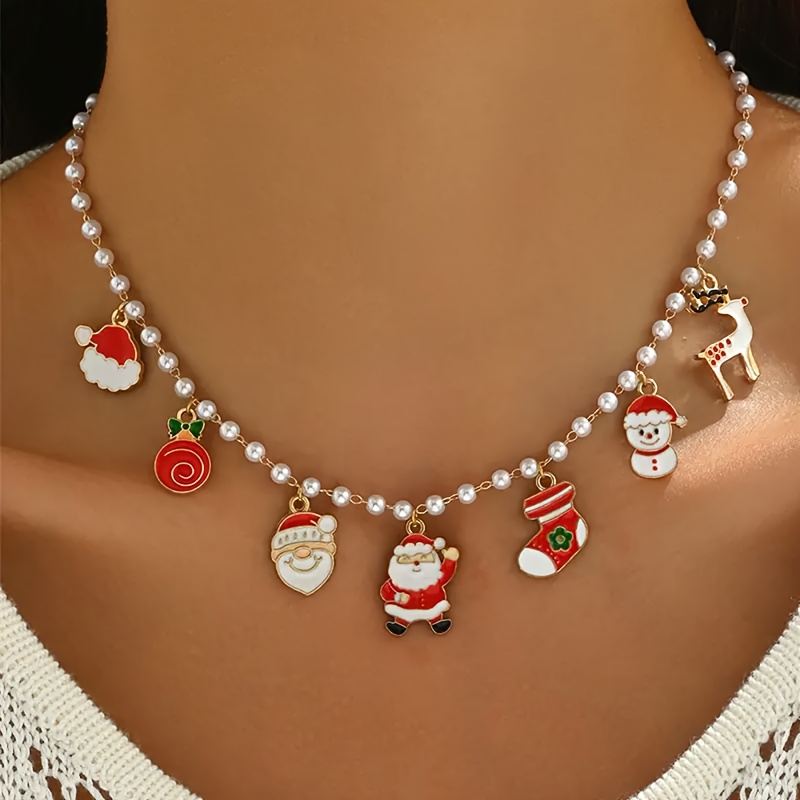 

Christmas Holiday Necklace , Snowman, - Synthetic Stone, & Alloy Pendant Necklace Accents, For &