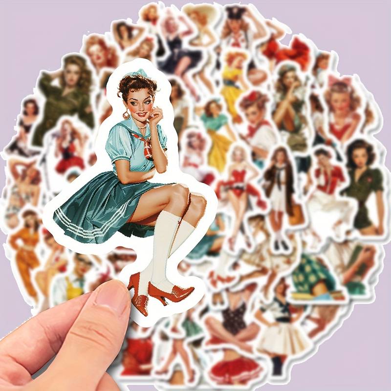 49 Adesivi Pin Up Girls Vintage – Multicolore Per Auto, Laptop, Moto – PVC 2-5 Cm