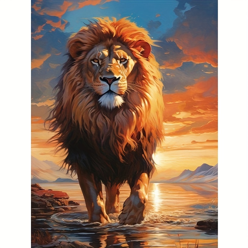 

1pc 30×40cm/11.8×15.8inchs Diamond Painting Animal Sad Lion Indoor Exquisite Decorative Painting Adult Educational Diy Digital Painting Kit Handmade Gift