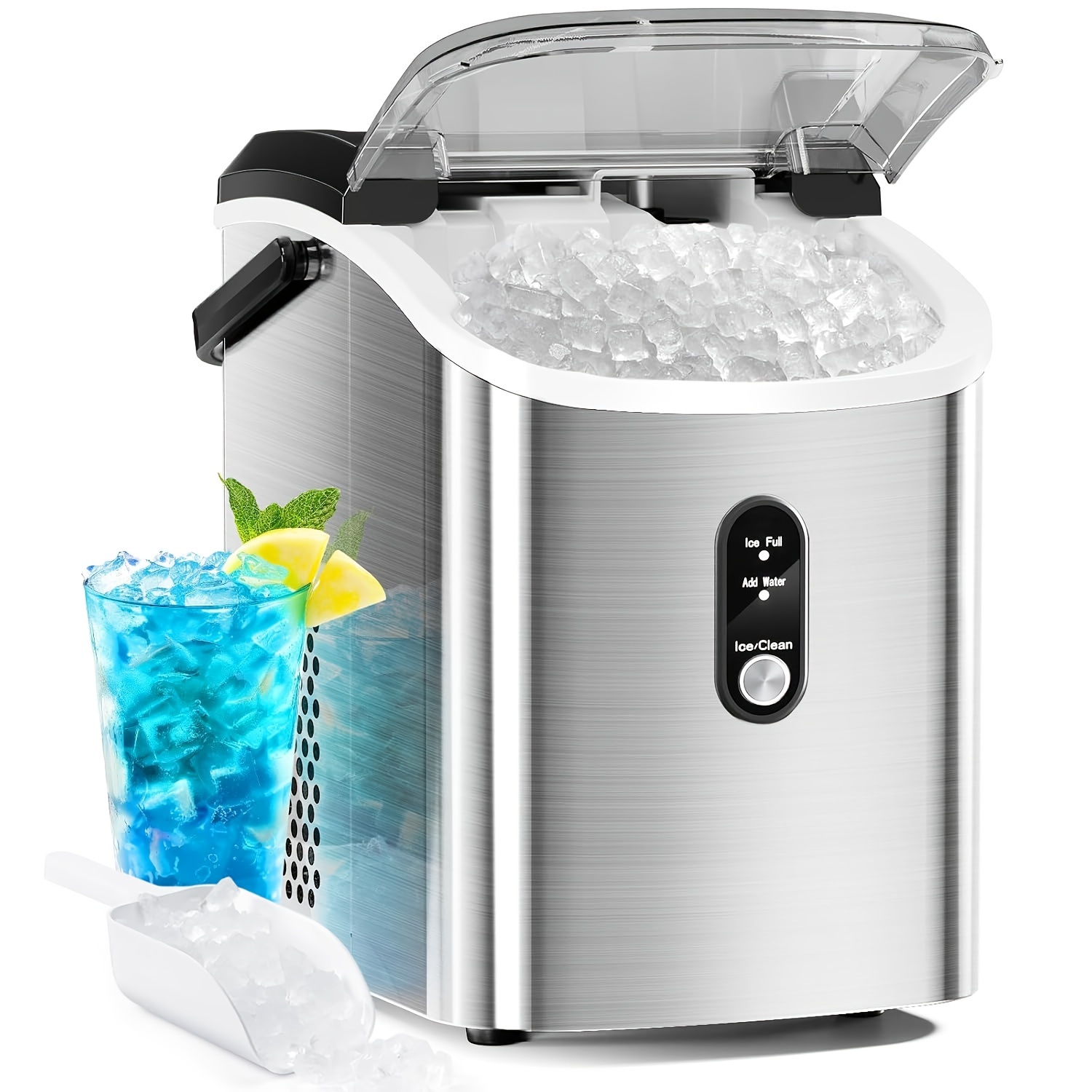 

/bullet Countertop Ice Maker, 33/26/27 Lbs/day, Ice Machines - Self Cleaning, Includes Ice And Basket For Home, Bar, Party