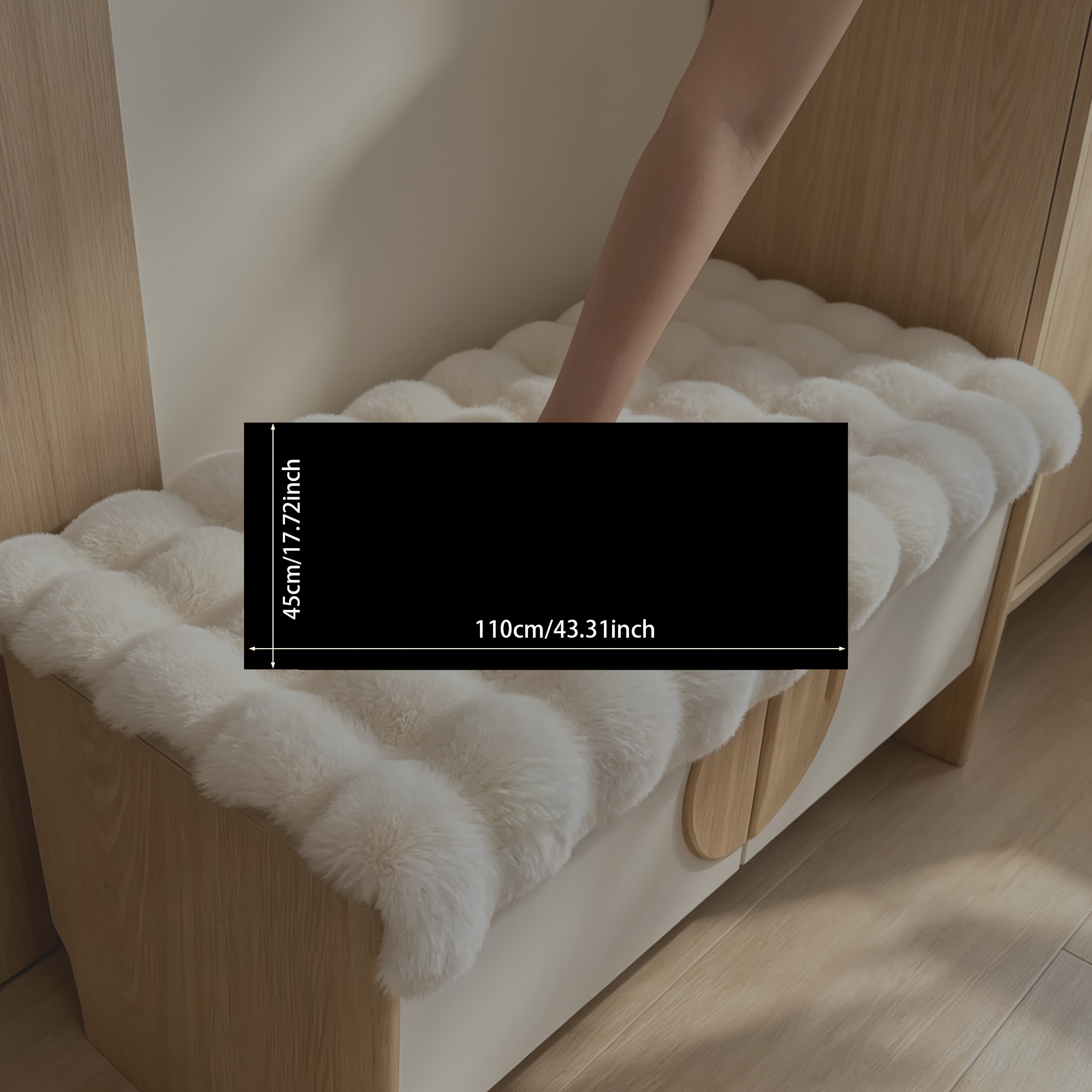 TEMU 1pc | Cream-colored Plush Home Entrance Shoe Bench Cushion | Floor Protection Mat | Plush Soft, Fluffy | Made Of High-quality Polyester Fiber