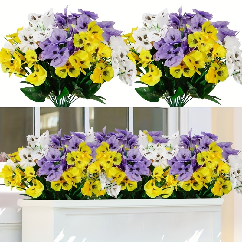 

Fake Flowers Pansy Small Wild Flower Daisy 12 Bundles Faux Plastic Purple Flowers For Home Wedding Kitchen Garden Table Centerpieces Indoor Outdoor Decor