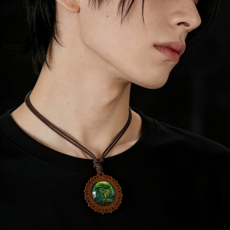 Ancient Tree Wood Necklace, Retro Wooden Design