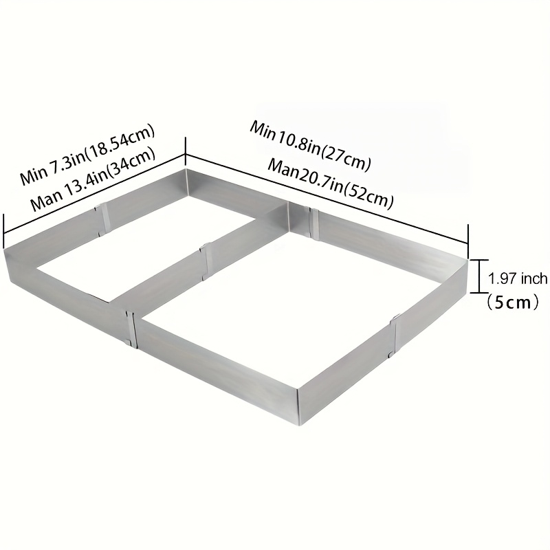 Adjustable 10 Inch Rectangular Cake Mold Ring, Retractable Stainless Steel Rectangular Mousse Cake Mold Cake Diy Baking Mold Tool