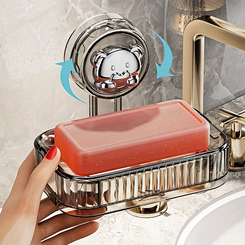 

Rotatable Suction Cup Dish - -mounted, Double- For Bathroom & Decor