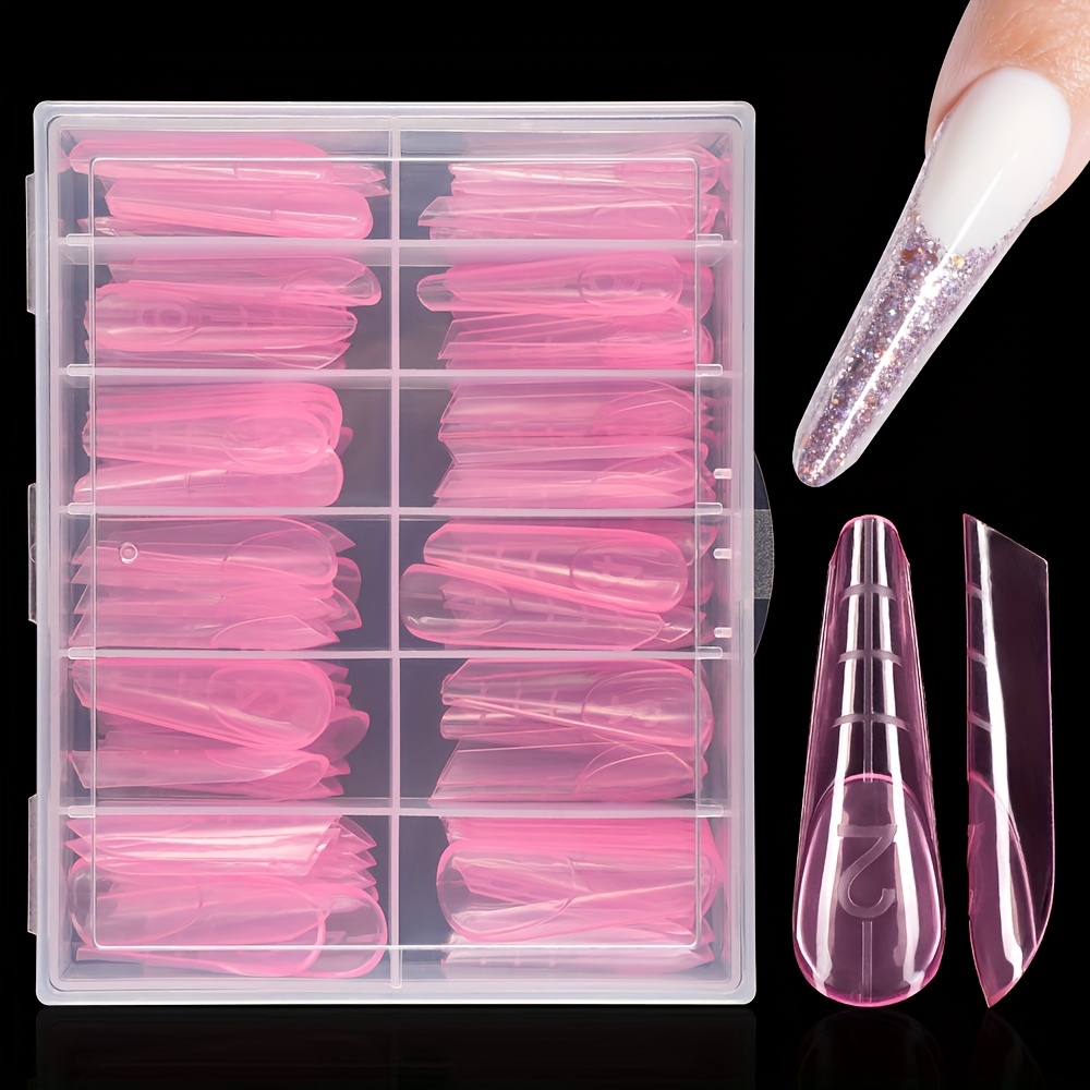 E-shop 120 Stück/Box Gel-Nagelspitzen-Set, für Gel-Polieren Vorgefertigte Falsche Nägel, Einweichbare Einfach zu Verlängernde Acryl-Falschnagelspitzen,