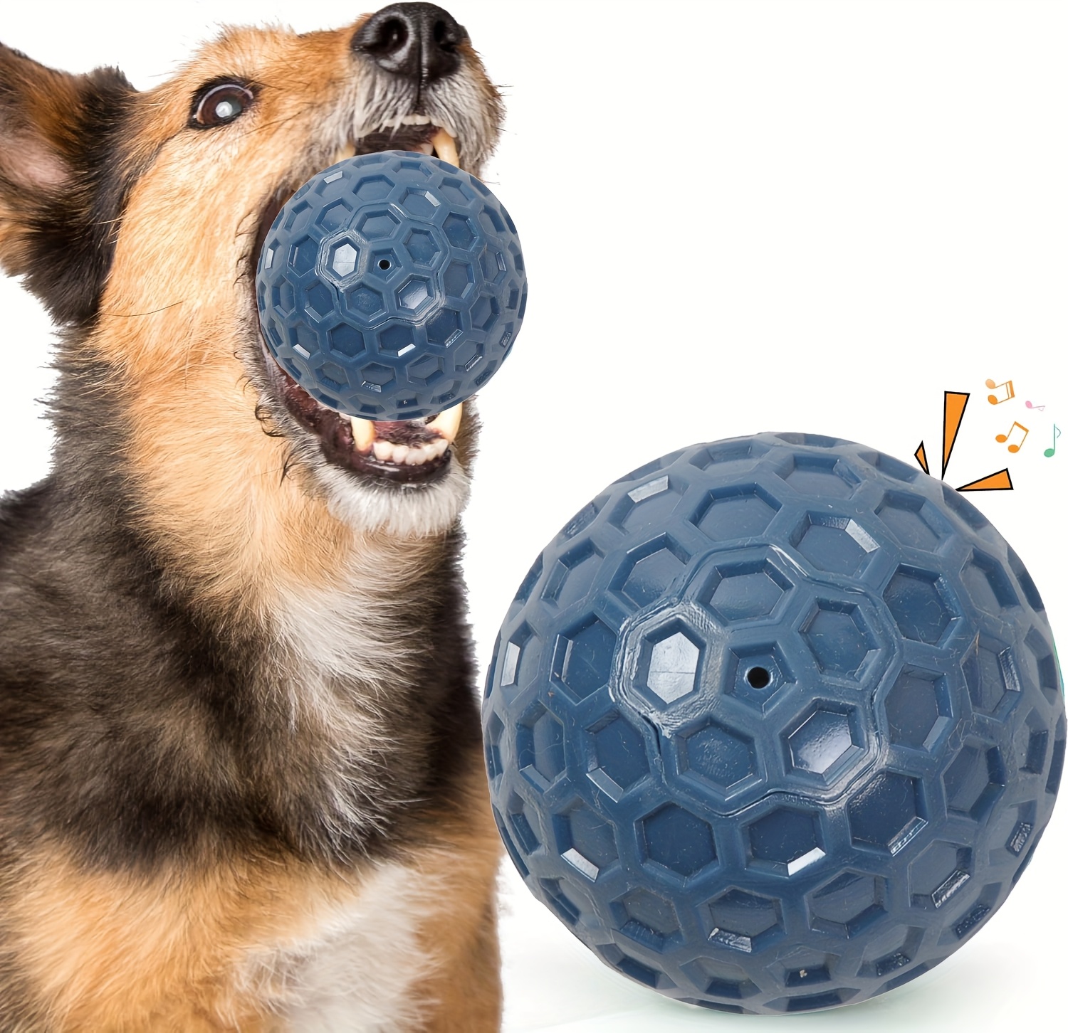 wear resistant and bite resistant dog toy squeak ball   rubber teeth cleaning ball interactive food leaking toy for large dogs pet teething toy unique squeak sound device and food leaking function Product details 0
