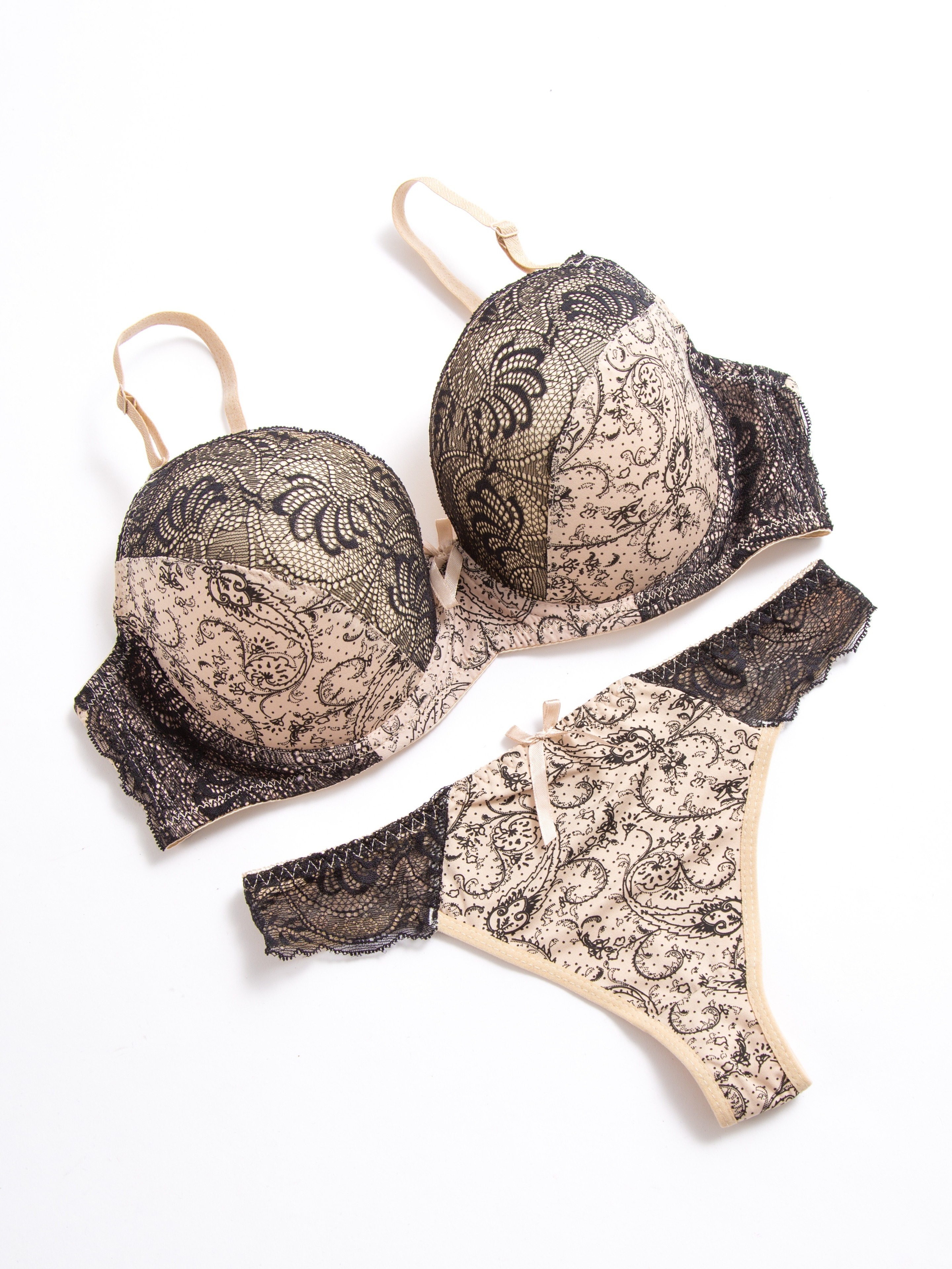 Ladies Lace Bra Elegant Random Print Lingerie Set Temu