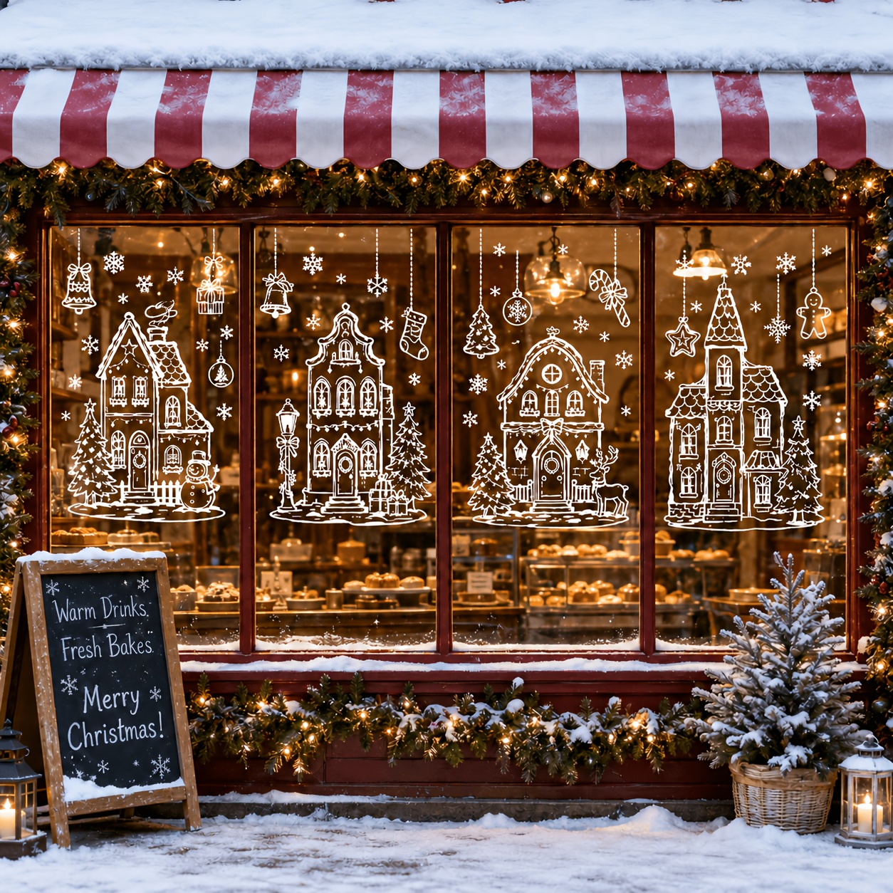 christmas window dressing decorations sold on Temu United States With 6 different designs