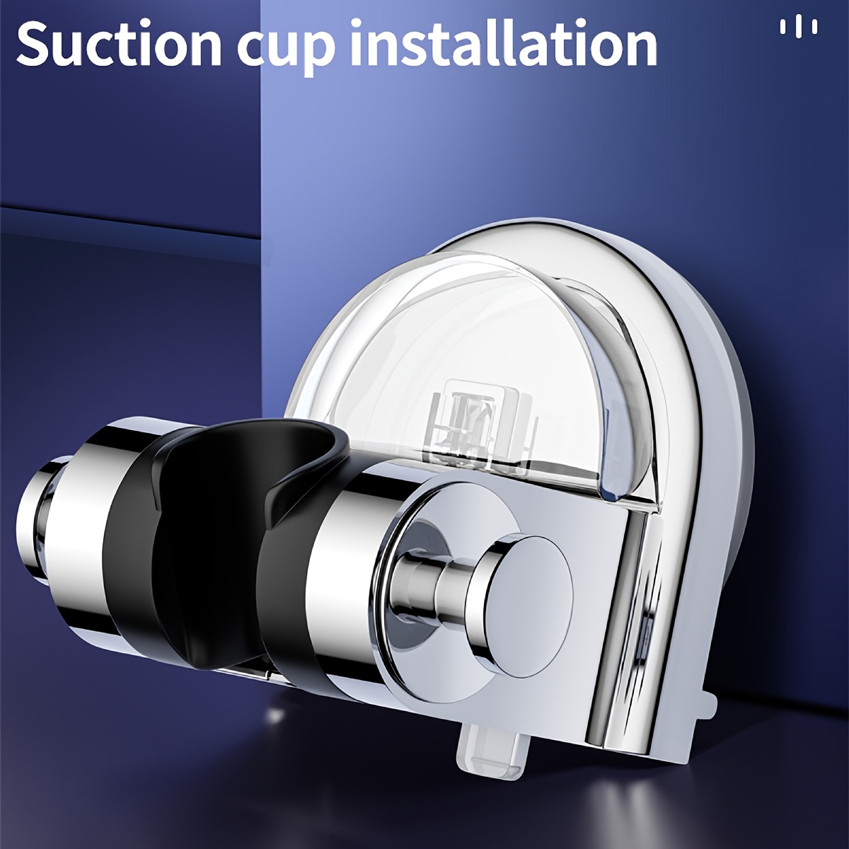 1pc Adjustable Shower Head Bracket With Suction Cup And Rotating Hook, Wall-mounted Bathroom Shower Arm Bracket, Bathroom Additions