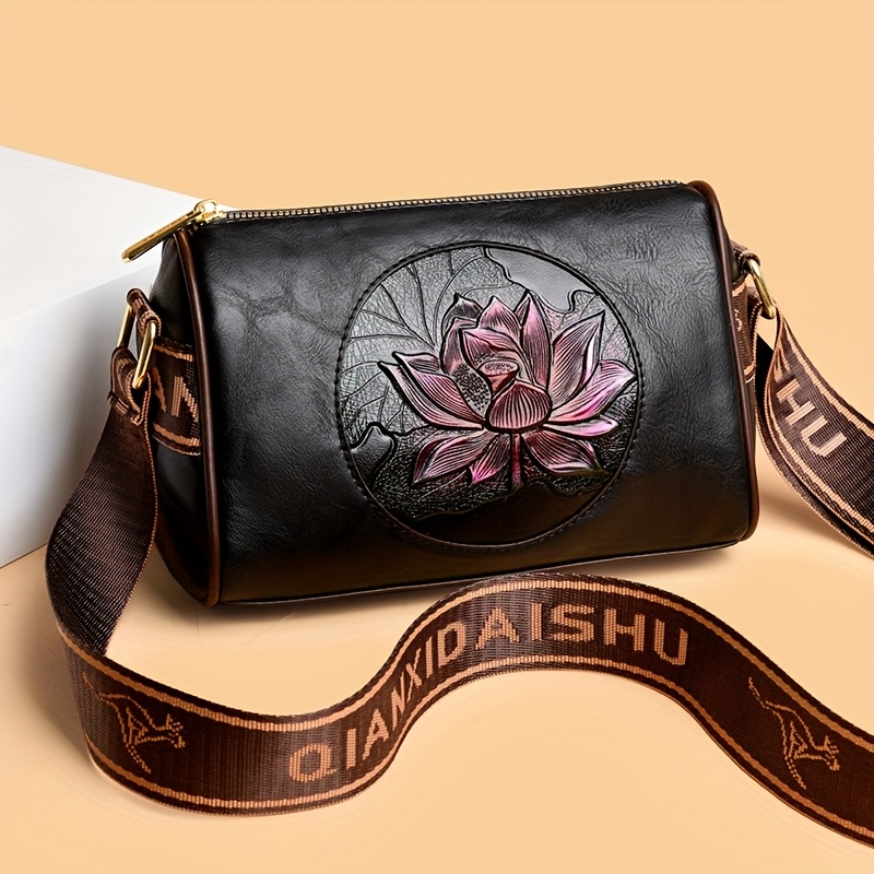 Fashionable Floral Pattern Crossbody Bag, Women's Casual Retro Multi-compartment Handbag Mom Bag