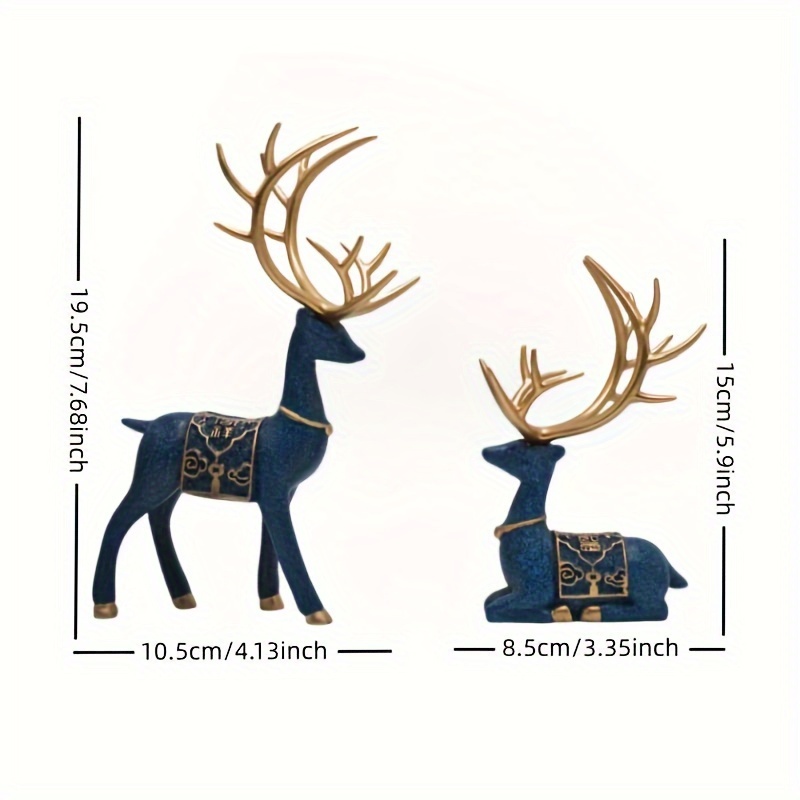 2er set kreative blaue hirschstatue  elegante - Temu Germany