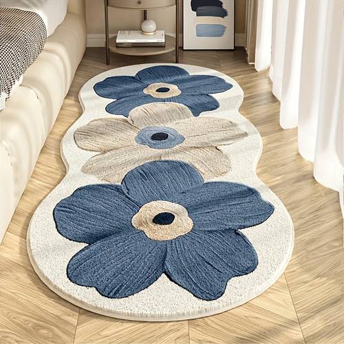 luxury soft navy blue brown floral mat with non slip backing 10mm thick mat for bedside living room machine washable mat light luxury decorative mat suitable for study rooms and cloakrooms rugs for living room bedroom