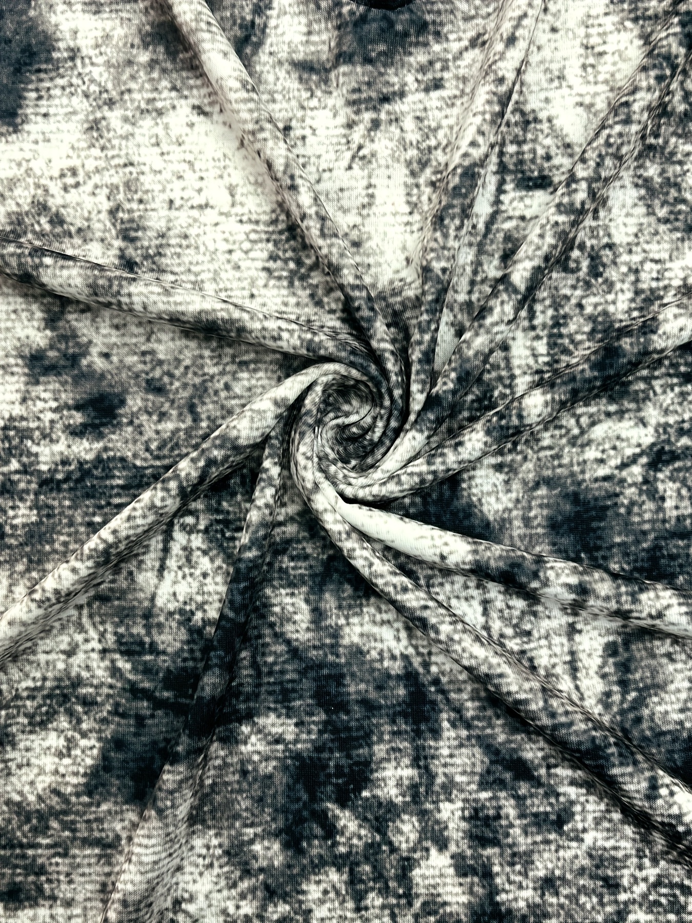 dames casual tie dye print korte mouw t shirt zwart en grijs