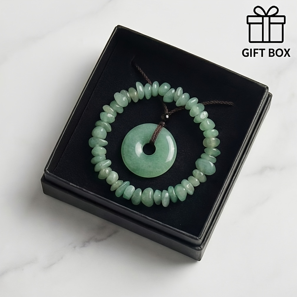 TEMU Set de regalo de 3 piezas: collar con hebilla de seguridad Dongling natural, pulsera de piedra triturada y de regalo, para y la seguridad,