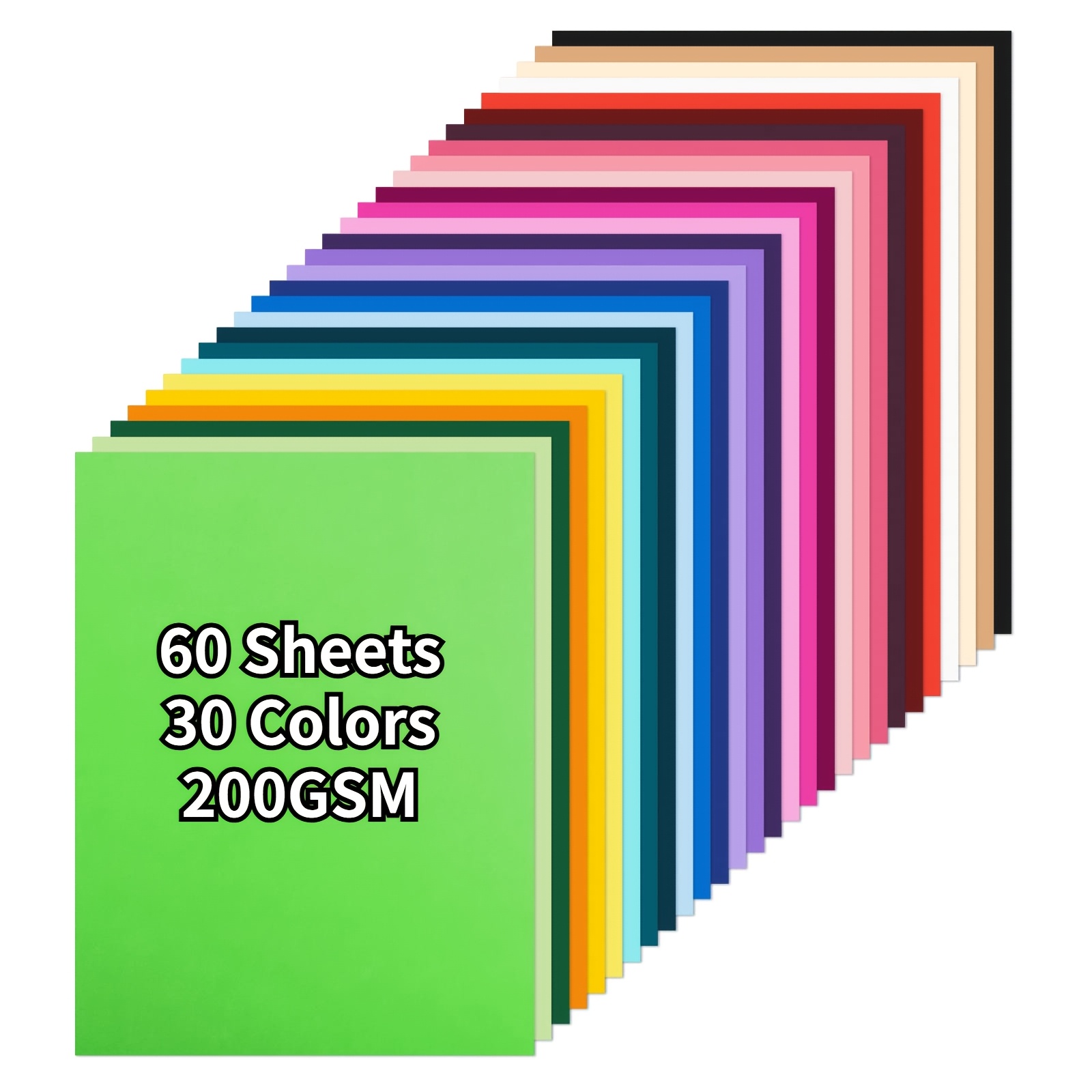60 sheets random color cardstock construction paper 30 assorted colors 200 gsm a4 size double sided printed cardstock paper premium thick card stock for card making craft scrapbooking party decors