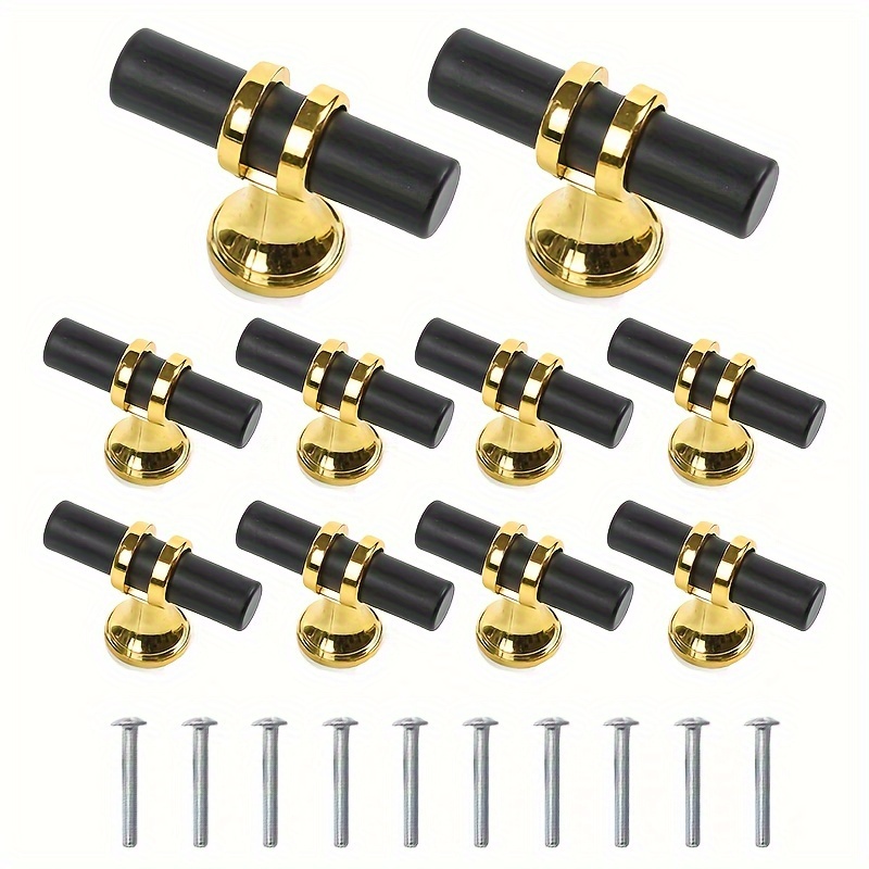 

10-piece Set Vintage Black Stainless Steel Kitchen Cabinet Handles - 50mm, Brushed Finish For Sliding Doors & Furniture