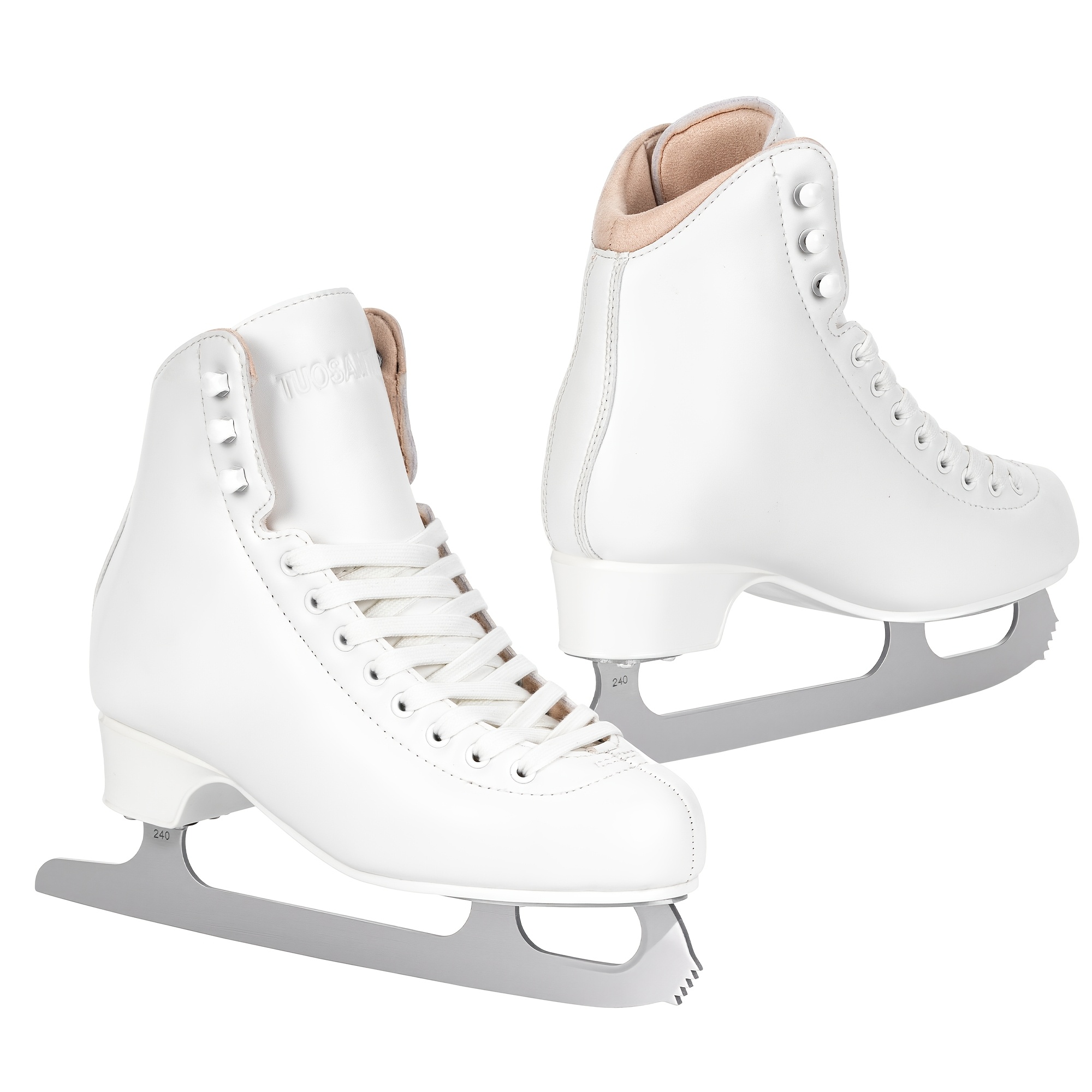 women girls figure skates with memory foam   skates suitable for beginners advanced microfiber upper stainless steel   lace   hockey   skating