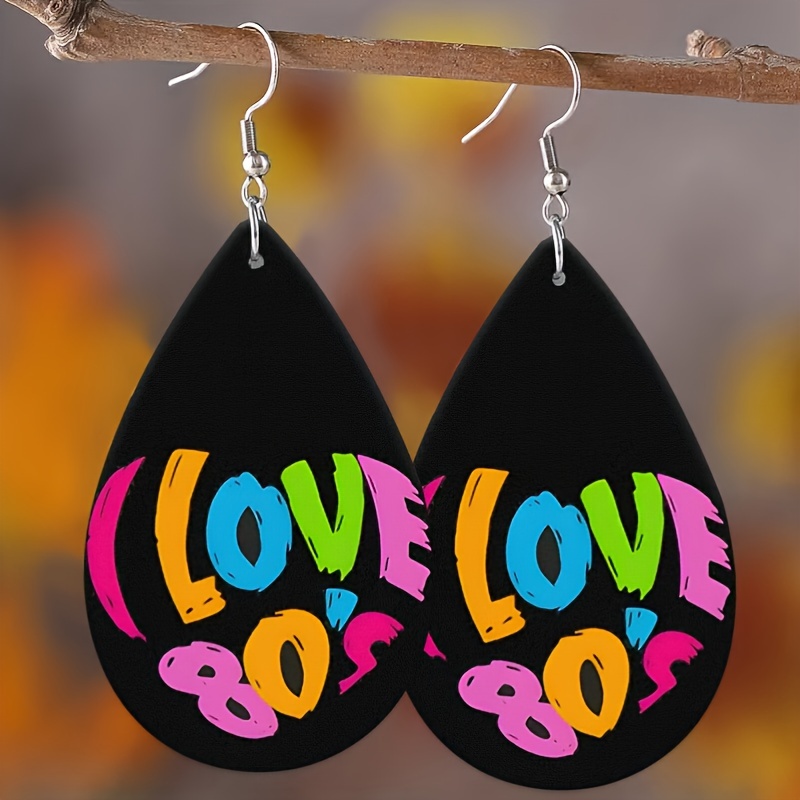 

1 Pair, 80s Sign Acrylic Women's Earrings Disco Party Decor Hanging Lightweight 80s Party Decorations Teardrop Earrings