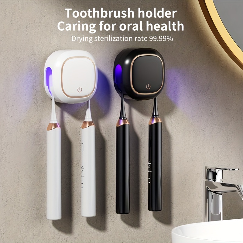 

Sleek No-drill Uv Toothbrush Sanitizer With Automatic Sterilization, Usb Fast Charging & Hot Air Drying - Ra-966